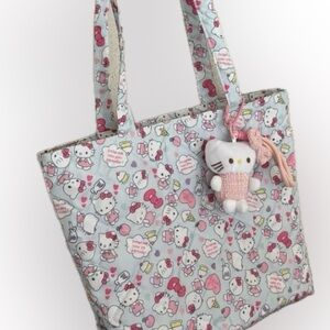 Hello Kitty Light Blue Quilted Tote Bag